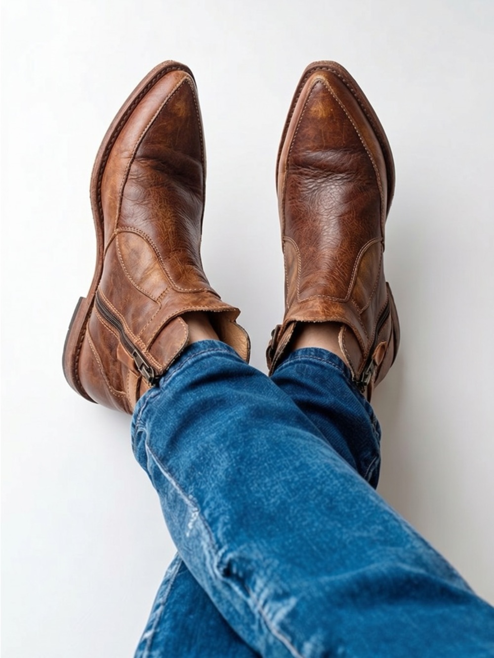 Bed|Stu Cobbler Series Distressed Leather Ankle Boots – Size 8